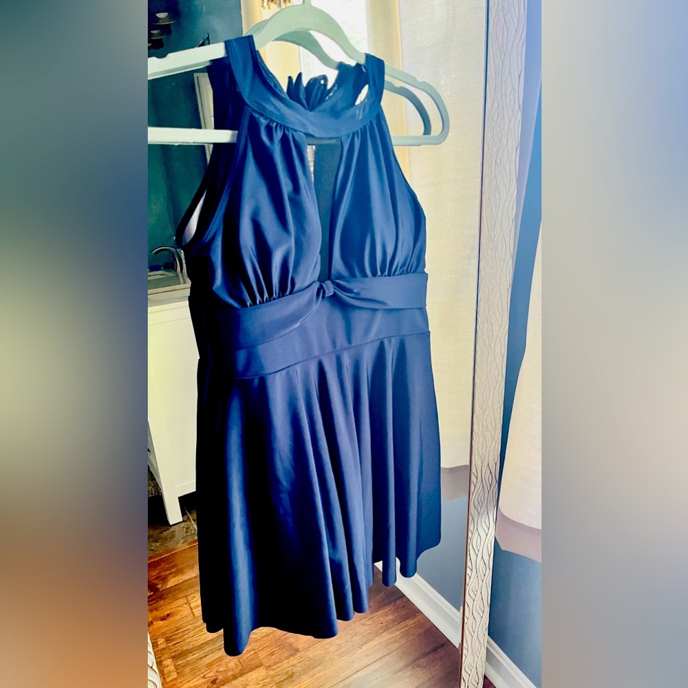 Holipick Women's One Piece Swim Dress, navy blue, XL